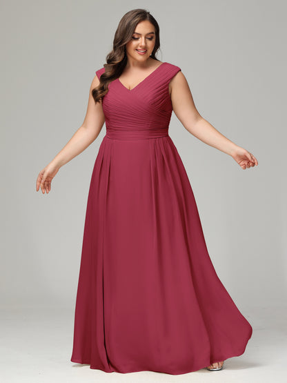 V-back Chiffon Bridesmaid Dress Plus Size