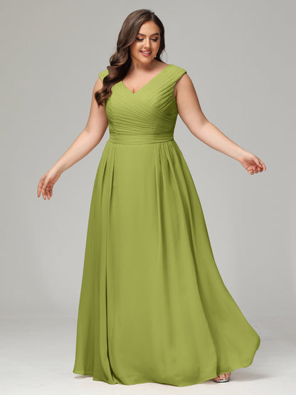 V-back Chiffon Bridesmaid Dress Plus Size