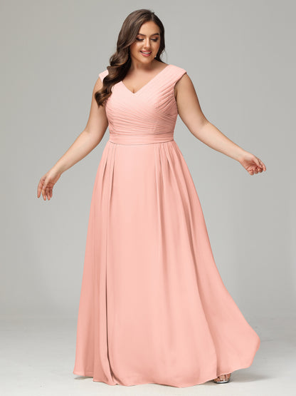 V-back Chiffon Bridesmaid Dress Plus Size