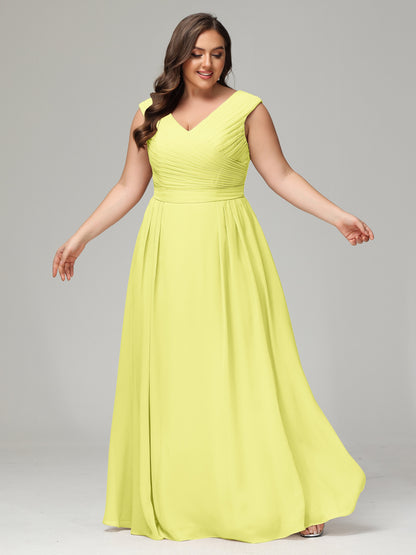 V-back Chiffon Bridesmaid Dress Plus Size