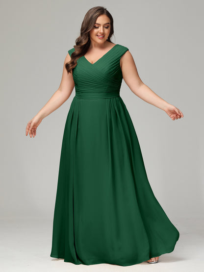 V-back Chiffon Bridesmaid Dress Plus Size