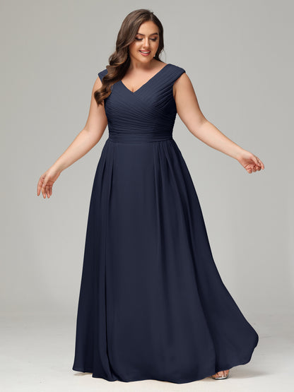 V-back Chiffon Bridesmaid Dress Plus Size