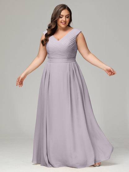 V-back Chiffon Bridesmaid Dress Plus Size