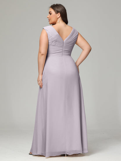 V-back Chiffon Bridesmaid Dress Plus Size