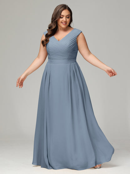 V-back Chiffon Bridesmaid Dress Plus Size