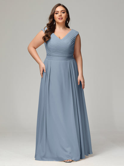 V-back Chiffon Bridesmaid Dress Plus Size