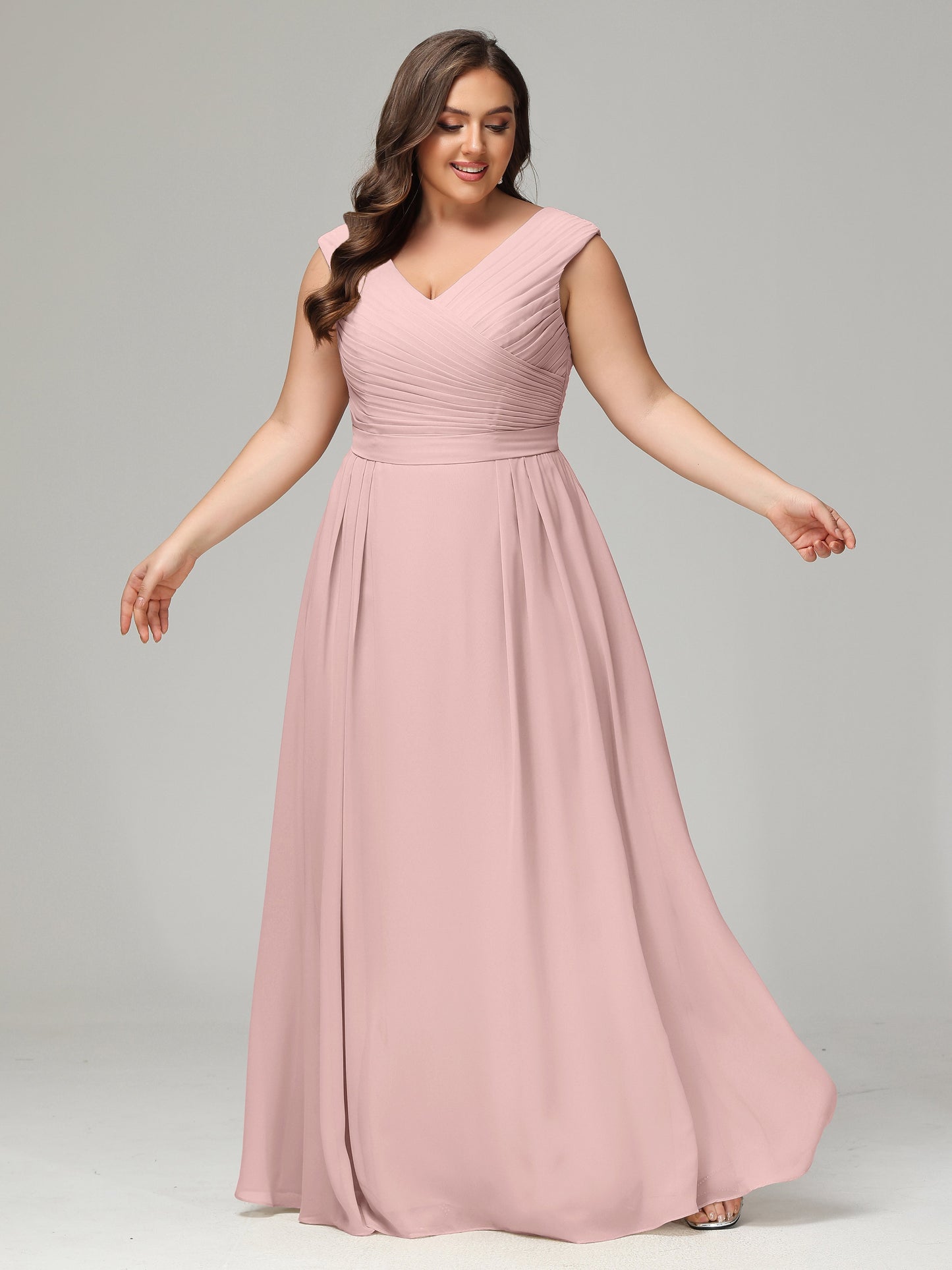 V-back Chiffon Bridesmaid Dress Plus Size