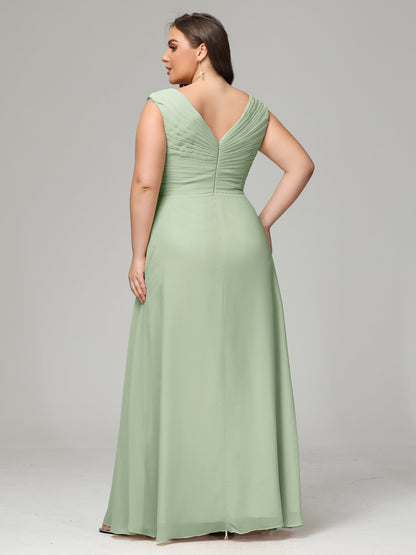 V-back Chiffon Bridesmaid Dress Plus Size