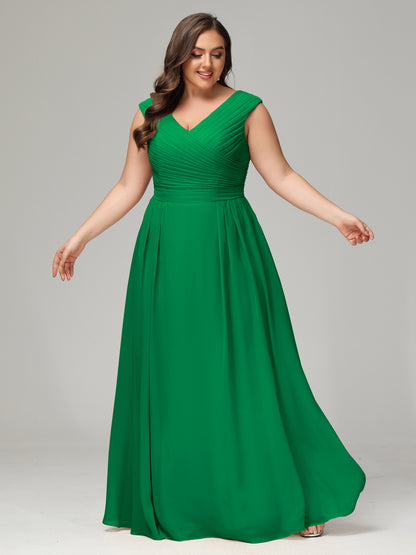 V-back Chiffon Bridesmaid Dress Plus Size
