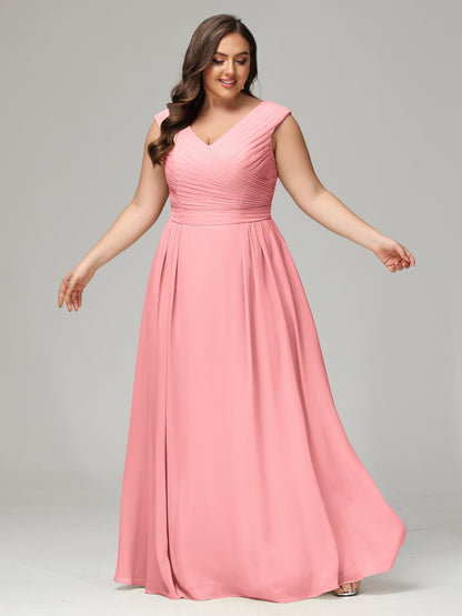 V-back Chiffon Bridesmaid Dress Plus Size