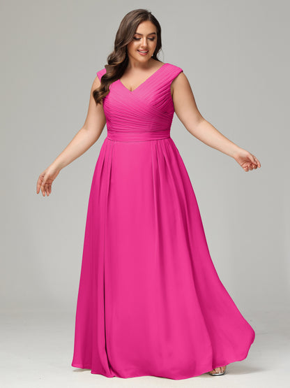 V-back Chiffon Bridesmaid Dress Plus Size