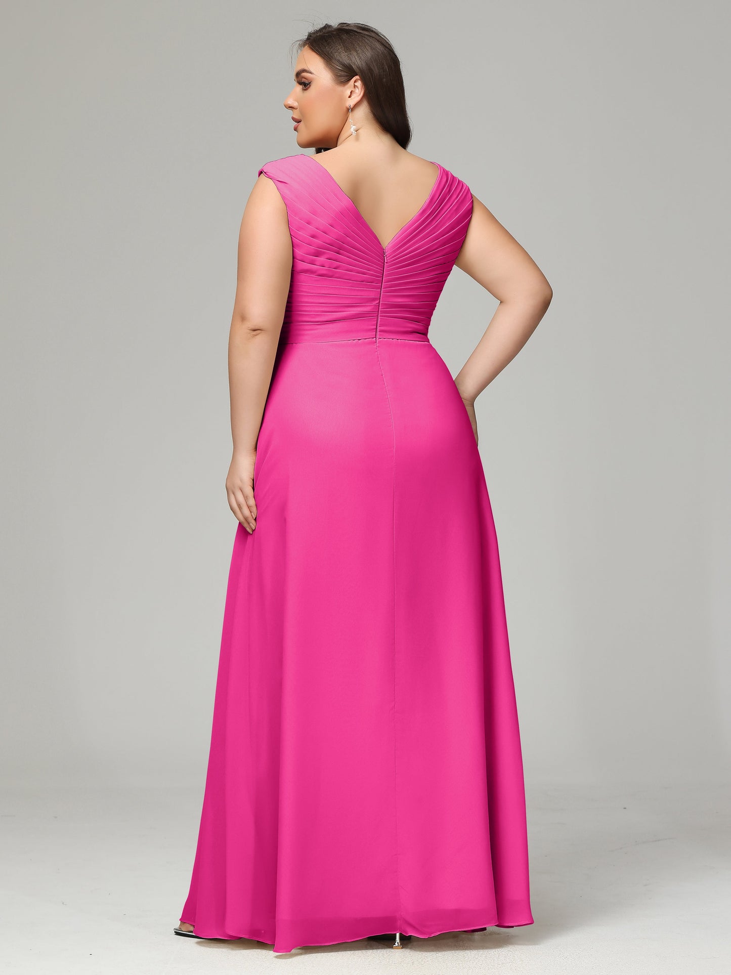 V-back Chiffon Bridesmaid Dress Plus Size