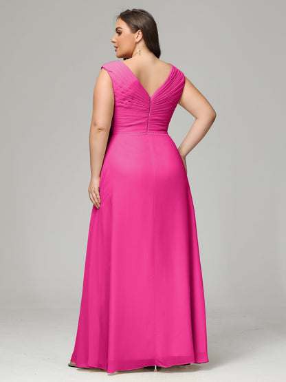 V-back Chiffon Bridesmaid Dress Plus Size