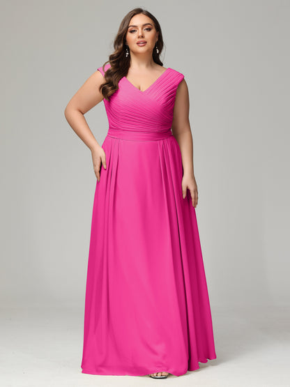 V-back Chiffon Bridesmaid Dress Plus Size