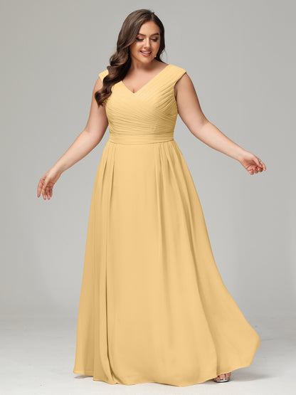 V-back Chiffon Bridesmaid Dress Plus Size