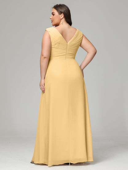 V-back Chiffon Bridesmaid Dress Plus Size