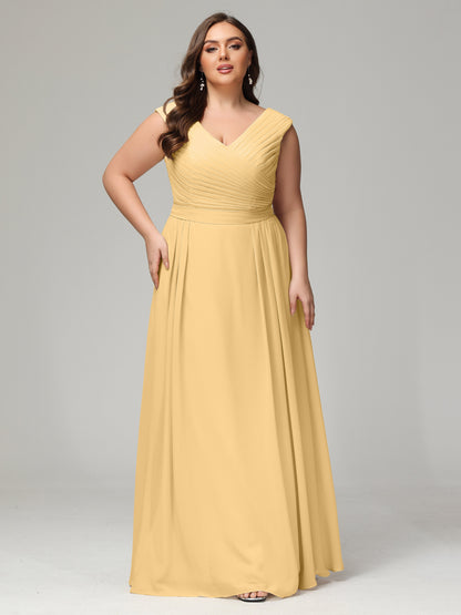 V-back Chiffon Bridesmaid Dress Plus Size