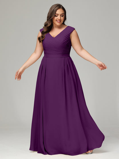 V-back Chiffon Bridesmaid Dress Plus Size