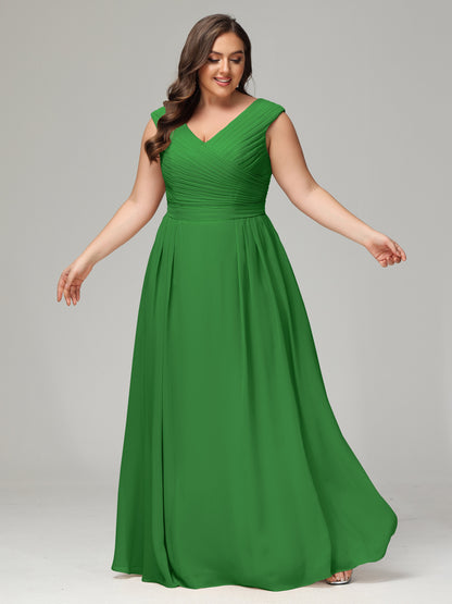 V-back Chiffon Bridesmaid Dress Plus Size
