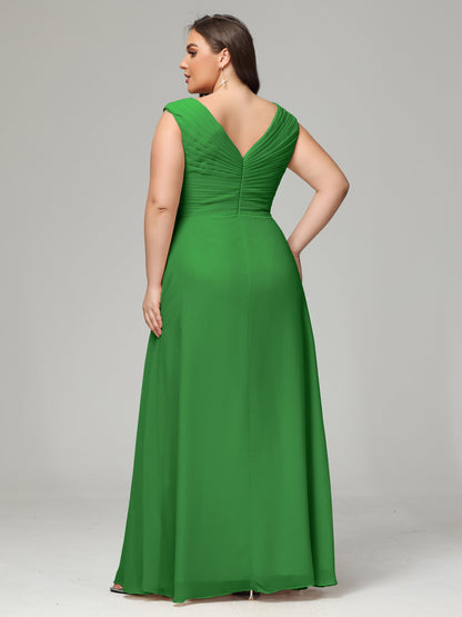 V-back Chiffon Bridesmaid Dress Plus Size