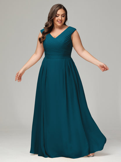 V-back Chiffon Bridesmaid Dress Plus Size