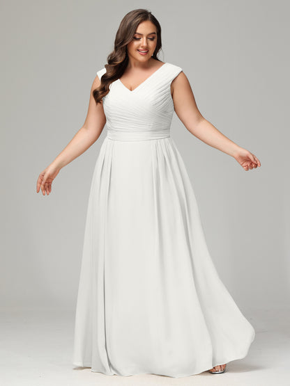 V-back Chiffon Bridesmaid Dress Plus Size