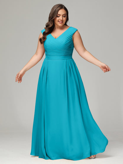 V-back Chiffon Bridesmaid Dress Plus Size