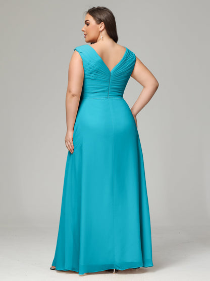 V-back Chiffon Bridesmaid Dress Plus Size