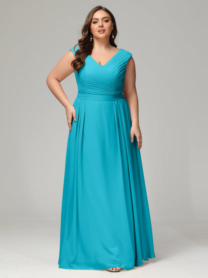 V-back Chiffon Bridesmaid Dress Plus Size