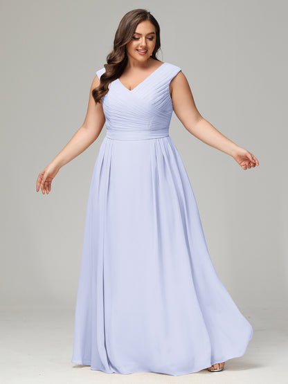V-back Chiffon Bridesmaid Dress Plus Size