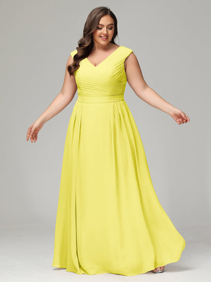 V-back Chiffon Bridesmaid Dress Plus Size