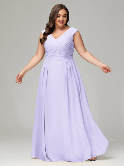 V-back Chiffon Bridesmaid Dress Plus Size