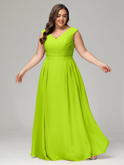 V-back Chiffon Bridesmaid Dress Plus Size