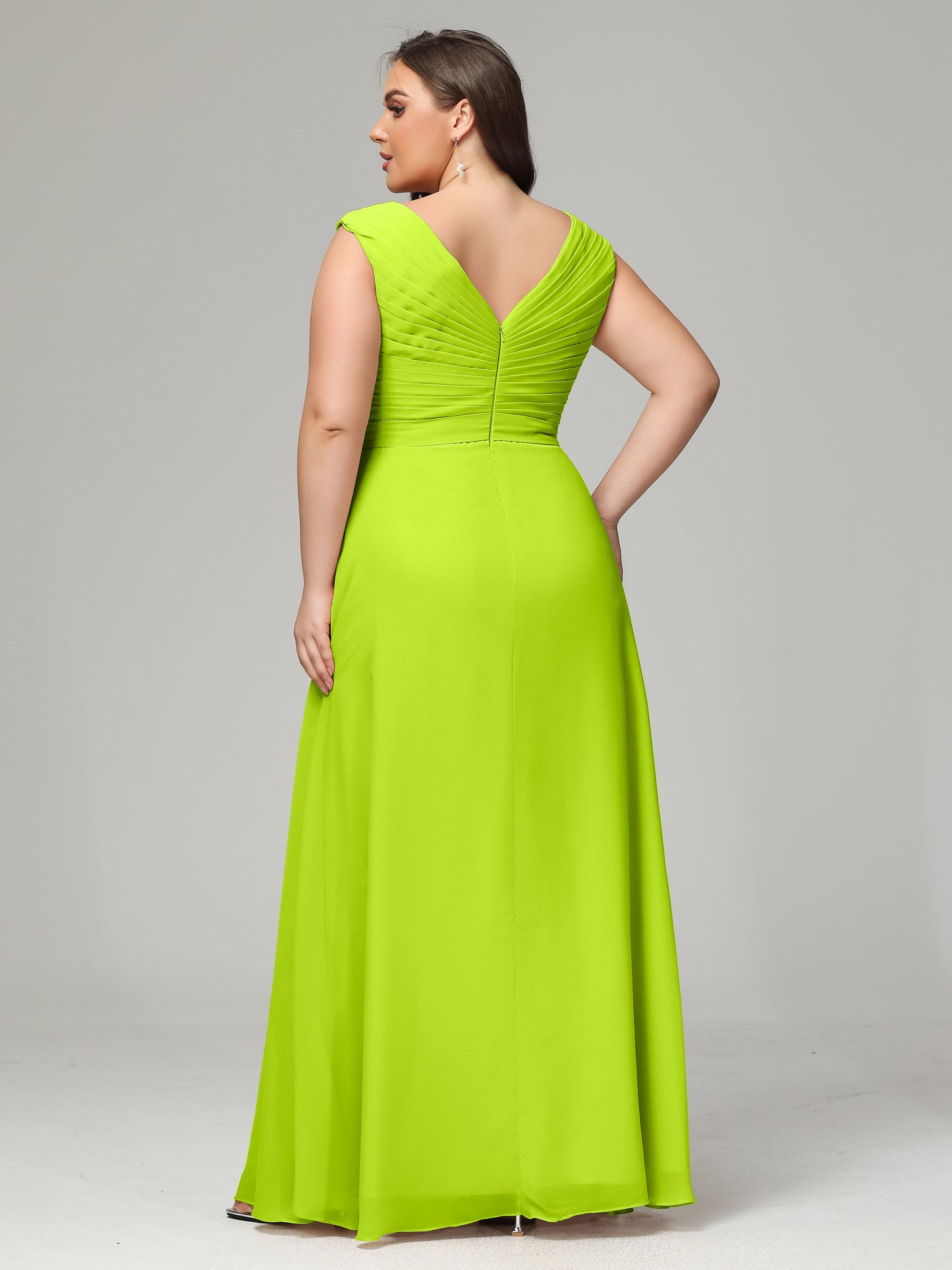V-back Chiffon Bridesmaid Dress Plus Size