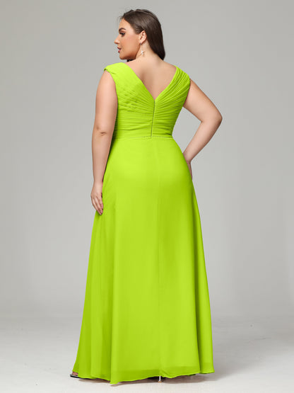 V-back Chiffon Bridesmaid Dress Plus Size