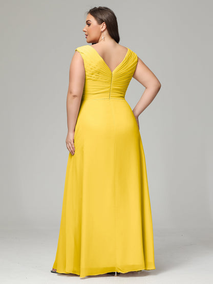 V-back Chiffon Bridesmaid Dress Plus Size