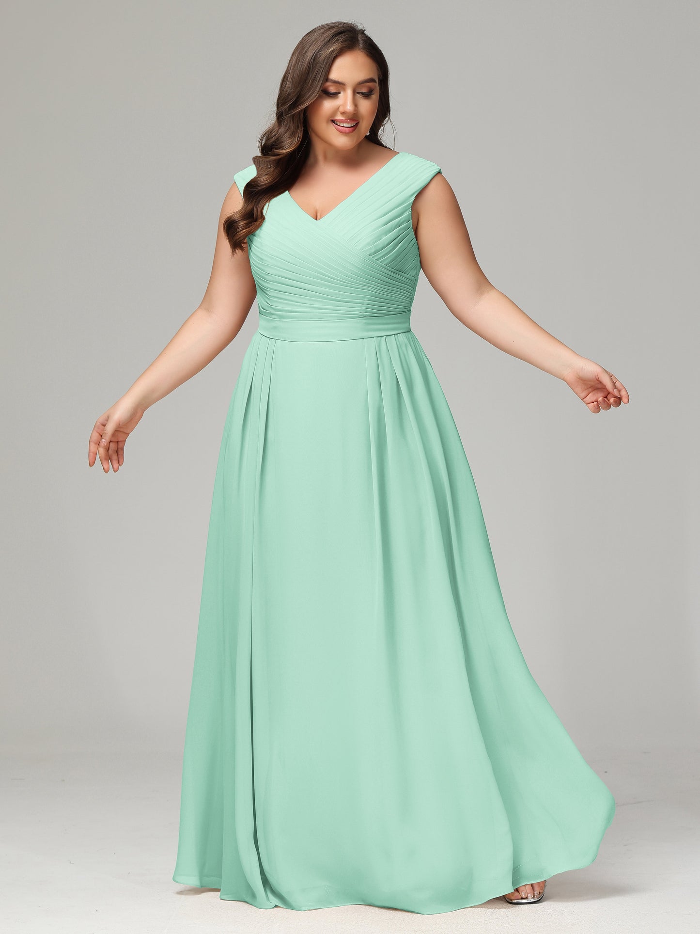 V-back Chiffon Bridesmaid Dress Plus Size
