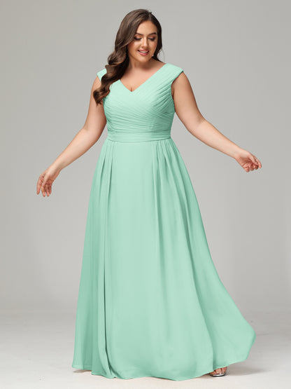 V-back Chiffon Bridesmaid Dress Plus Size