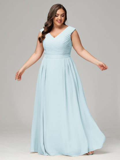 V-back Chiffon Bridesmaid Dress Plus Size