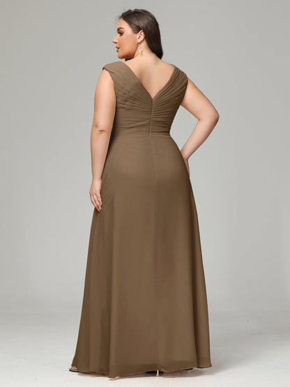 V-back Chiffon Bridesmaid Dress Plus Size