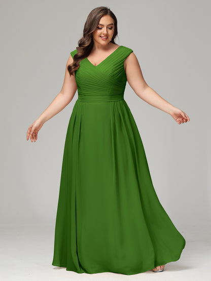 V-back Chiffon Bridesmaid Dress Plus Size