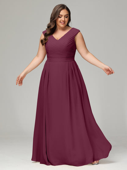 V-back Chiffon Bridesmaid Dress Plus Size