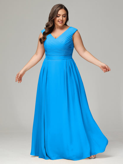 V-back Chiffon Bridesmaid Dress Plus Size