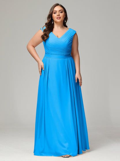 V-back Chiffon Bridesmaid Dress Plus Size