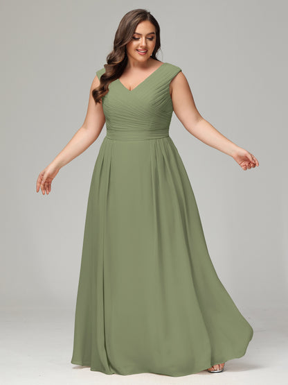 V-back Chiffon Bridesmaid Dress Plus Size