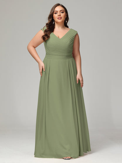 V-back Chiffon Bridesmaid Dress Plus Size