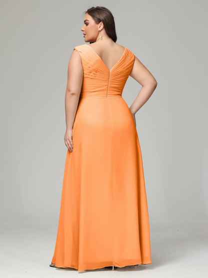 V-back Chiffon Bridesmaid Dress Plus Size