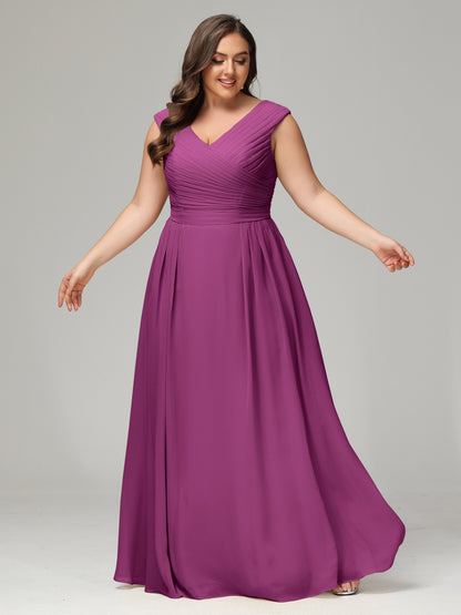 V-back Chiffon Bridesmaid Dress Plus Size