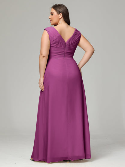 V-back Chiffon Bridesmaid Dress Plus Size