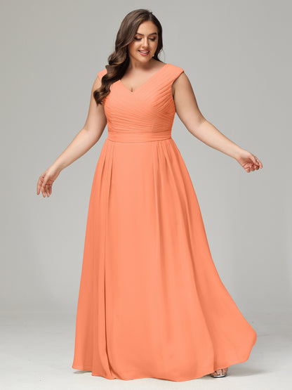 V-back Chiffon Bridesmaid Dress Plus Size